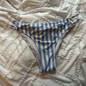 Blue and White Striped Bikini Bottom
